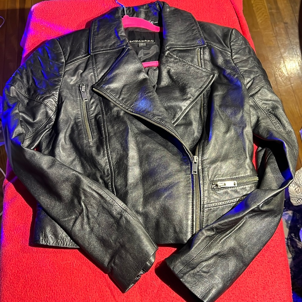 Black leather coat